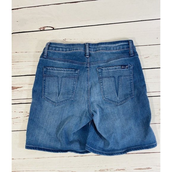 Seven7 Womens Jean Shorts Size 4 Denim Long Ladies Mid Rise Stretch USA Seven 7 - Picture 2 of 8